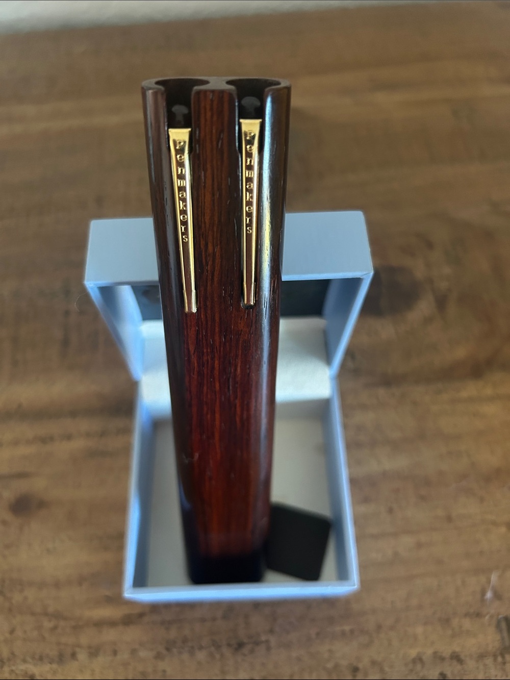 Wood Grain Brown Dual Pen Holder